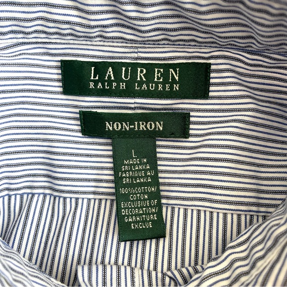 Lauren Ralph Lauren Pinstripe Cotton Poplin Classic Fit Button Up Shirt - Picture 4 of 9